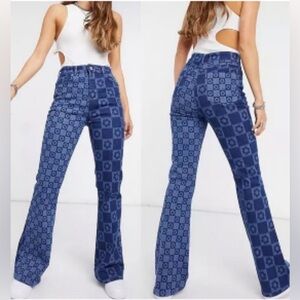 Jaded London Flower Print Stretch Flare High Waisted Size 28